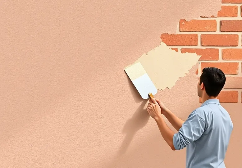 Application d'un enduit décoratif à la lisseuse sur un mur