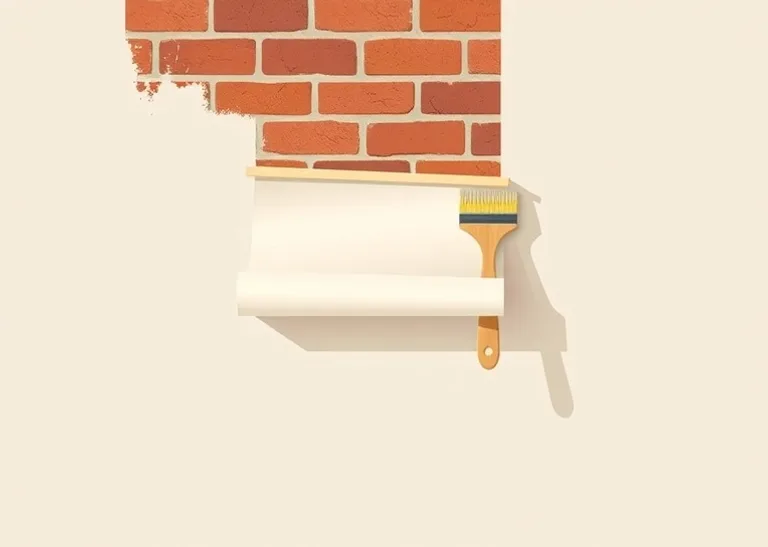 Pose de papier peint, rouleau et brosse à maroufler